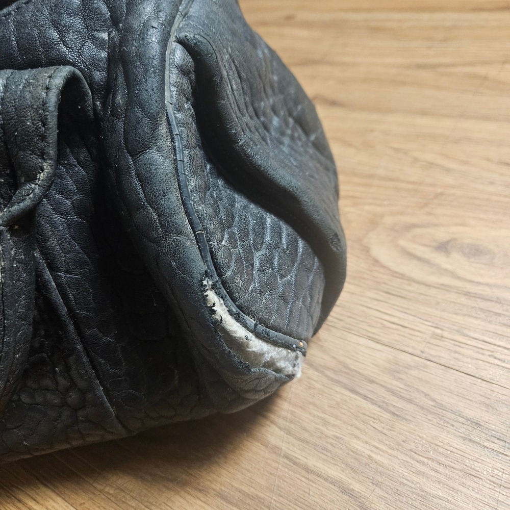 Alexander Wang Rocco Zip Pebbled Leather Mini Duffle Hand Bag Studded Edgy Biker - Picture 6 of 7